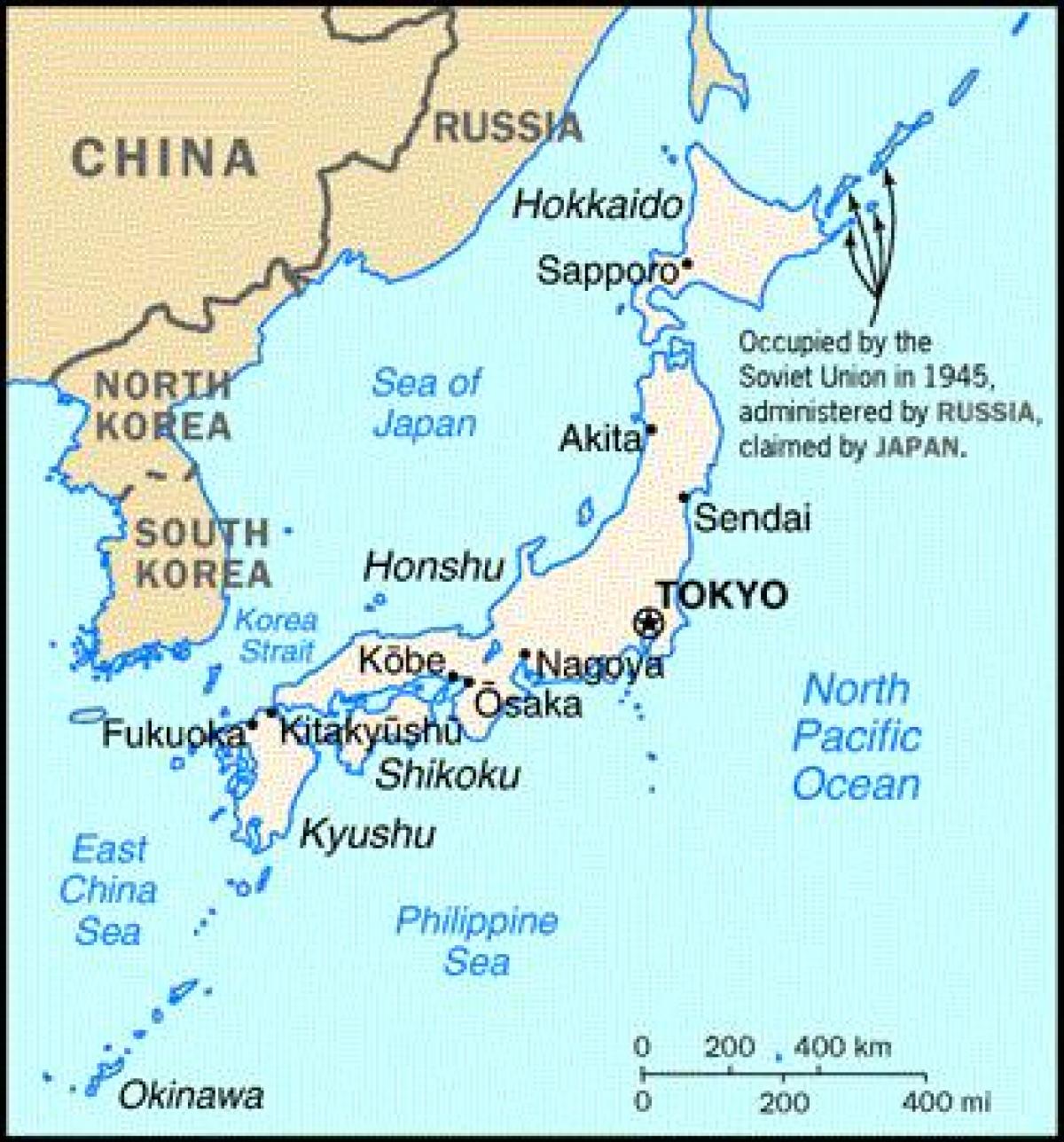 le japon et les pays environnants carte