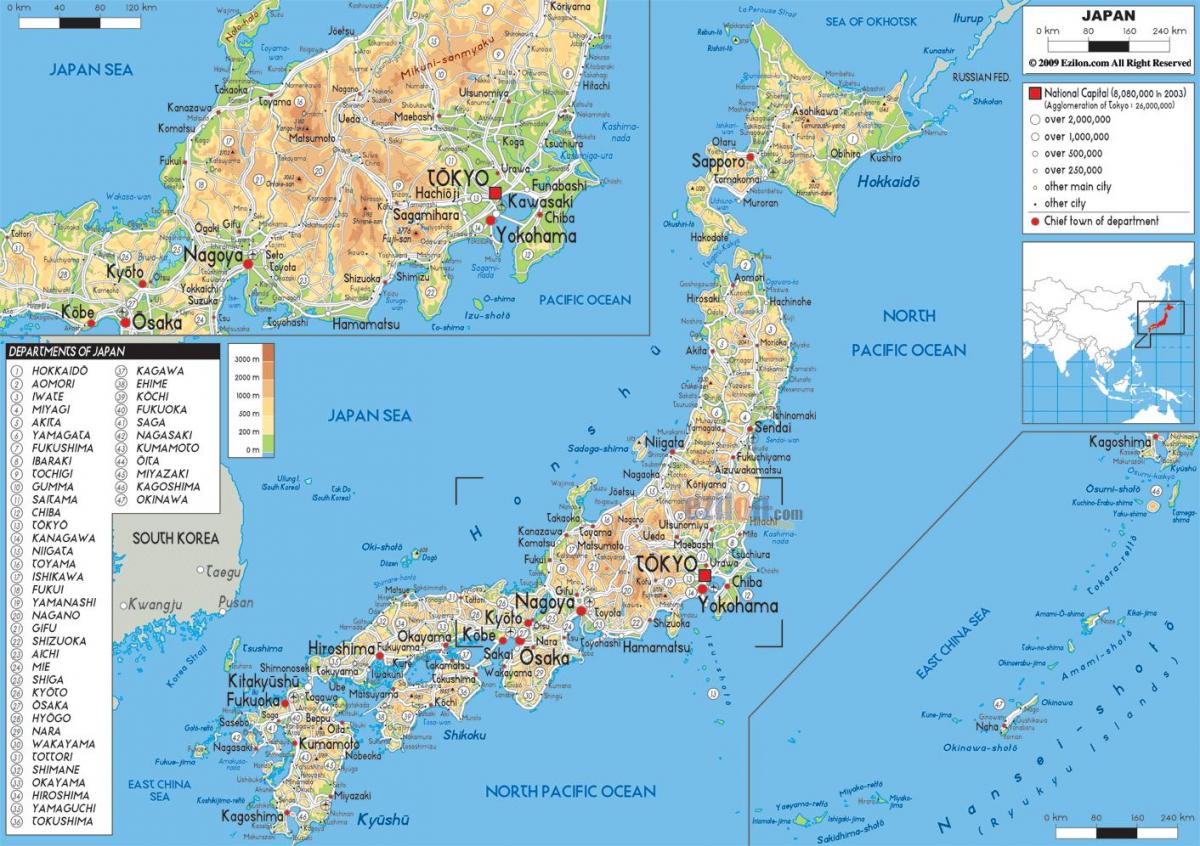 carte du japon géographique