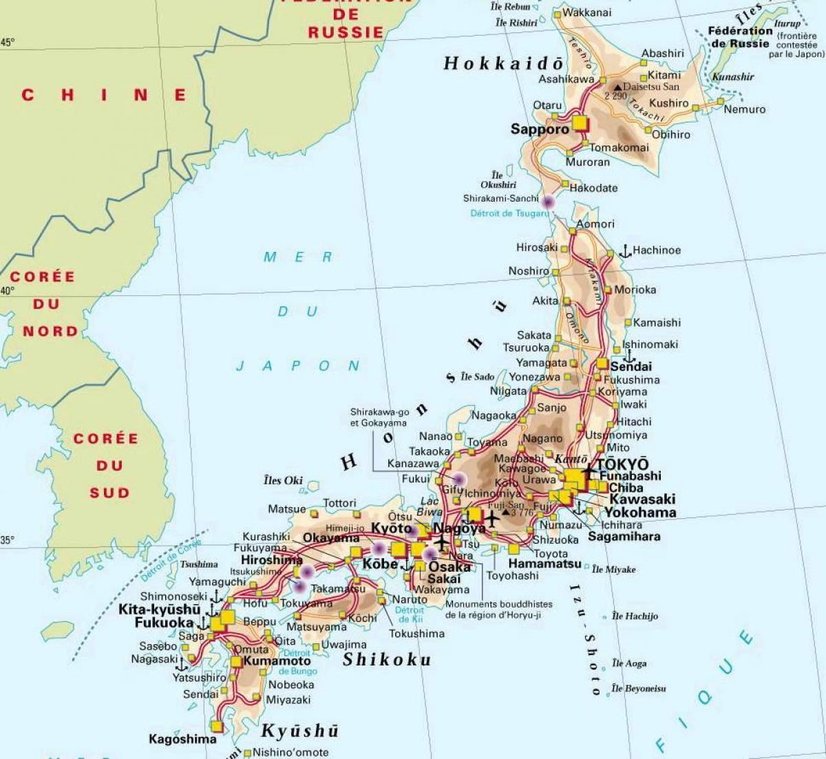 le japon de la carte des villes
