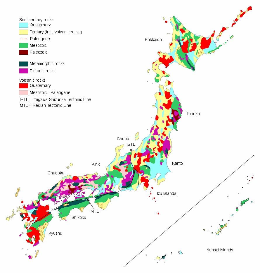 carte géologique du japon