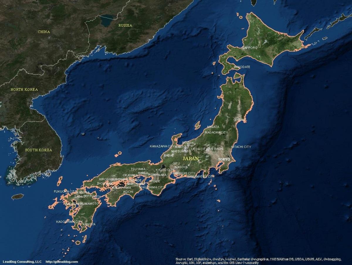 carte satellite du japon