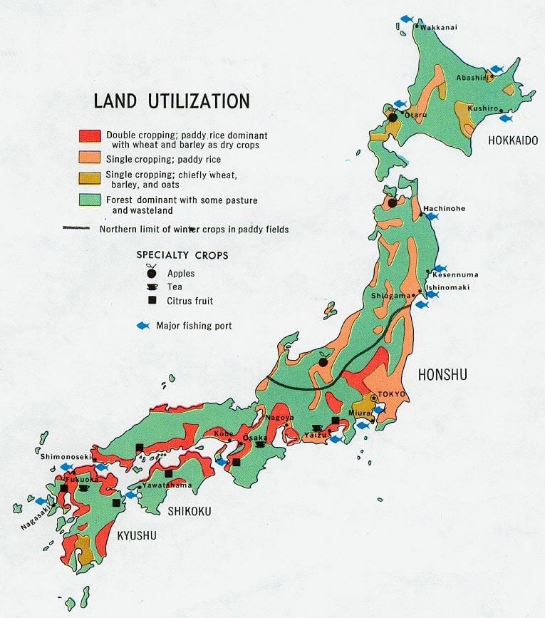 carte du japon de l'agriculture