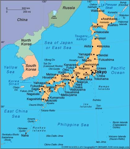carte du japon des îles