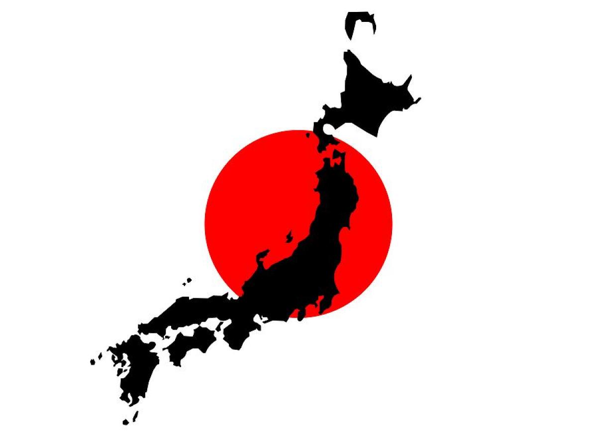 le japon carte de drapeau