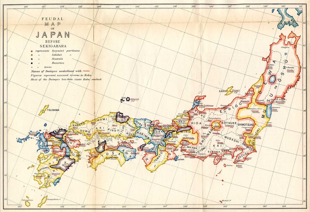 carte du japon féodal
