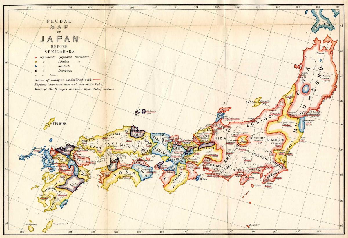 carte du japon féodal