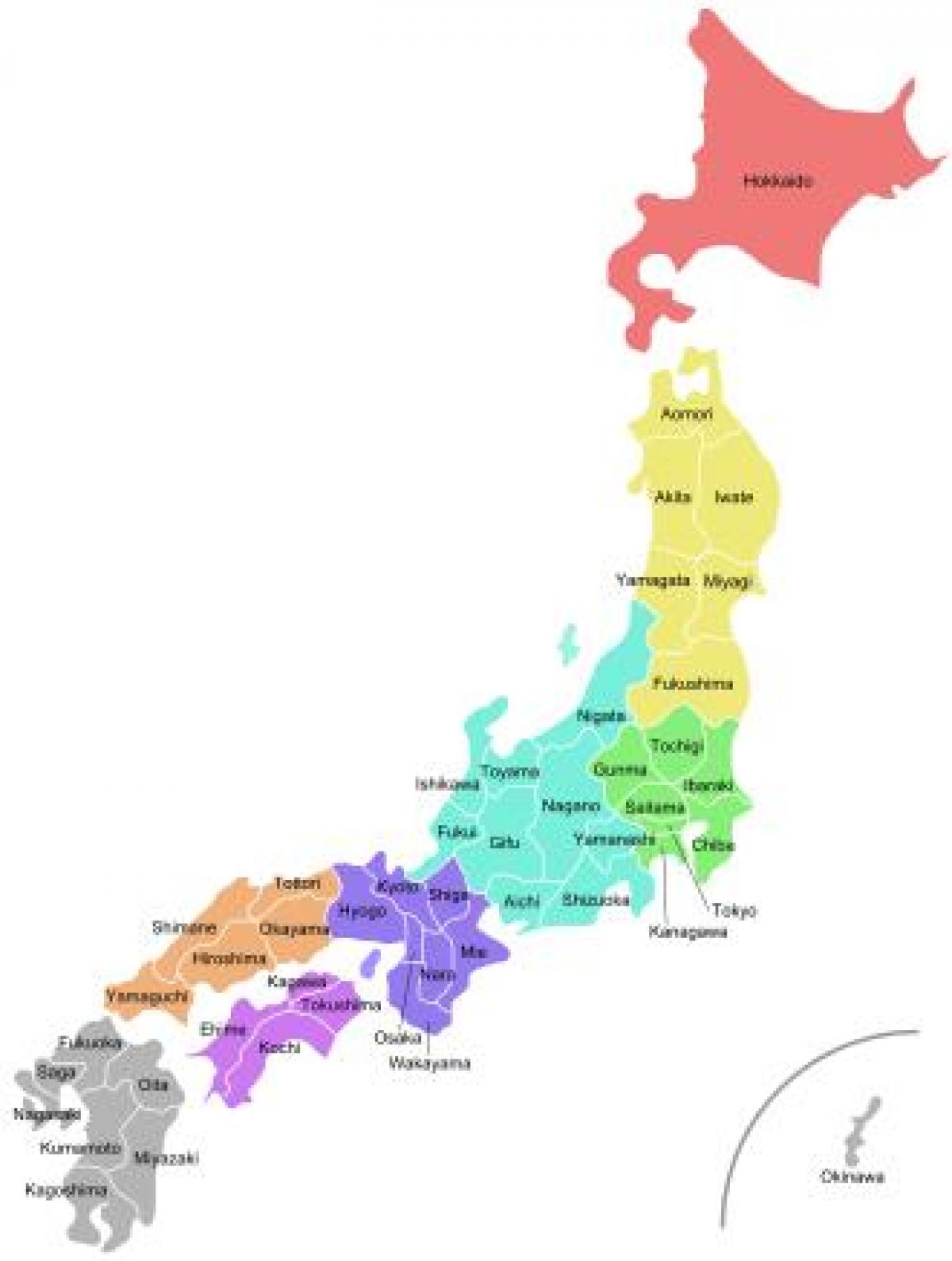 le japon de la carte des provinces