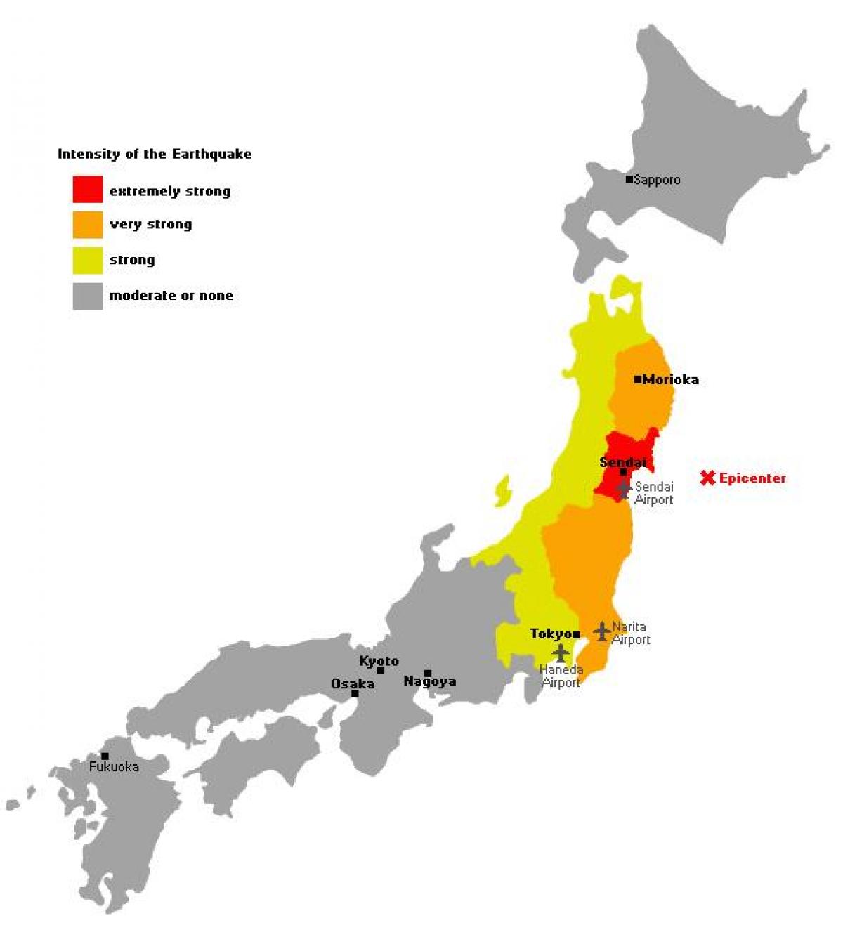 carte du japon tsunami