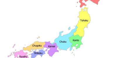 Le japon de la carte des régions