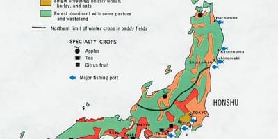 Carte du japon de l'agriculture