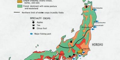 Carte du japon de l'agriculture