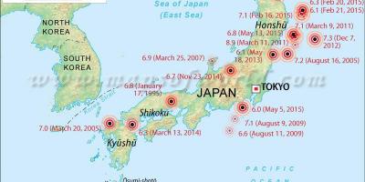 Carte du tremblement de terre au japon